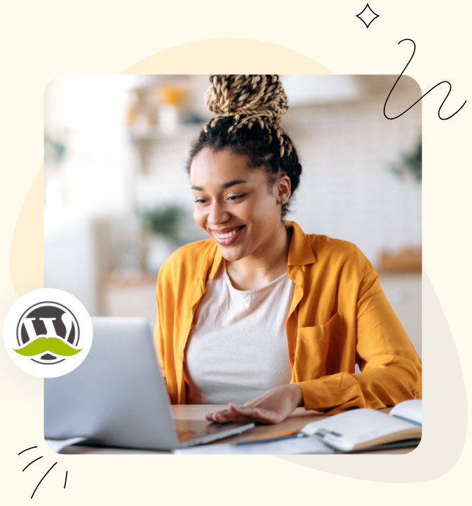 Woman setting up WordPress Hosting on her laptop