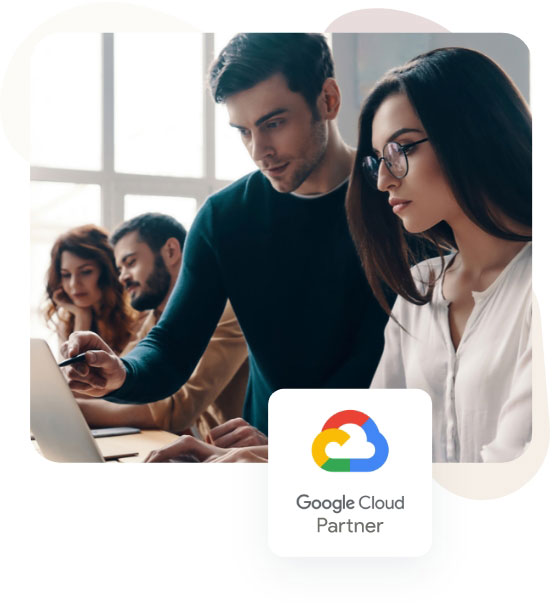 A logo of a company with the text "Google Cloud Partner" displayed prominently.